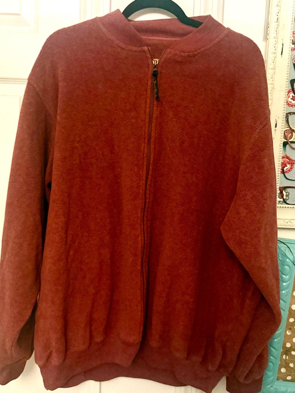 Vintage Duck Head Men's Full‑Zip Cozy Sweater Jacket - Rust Red